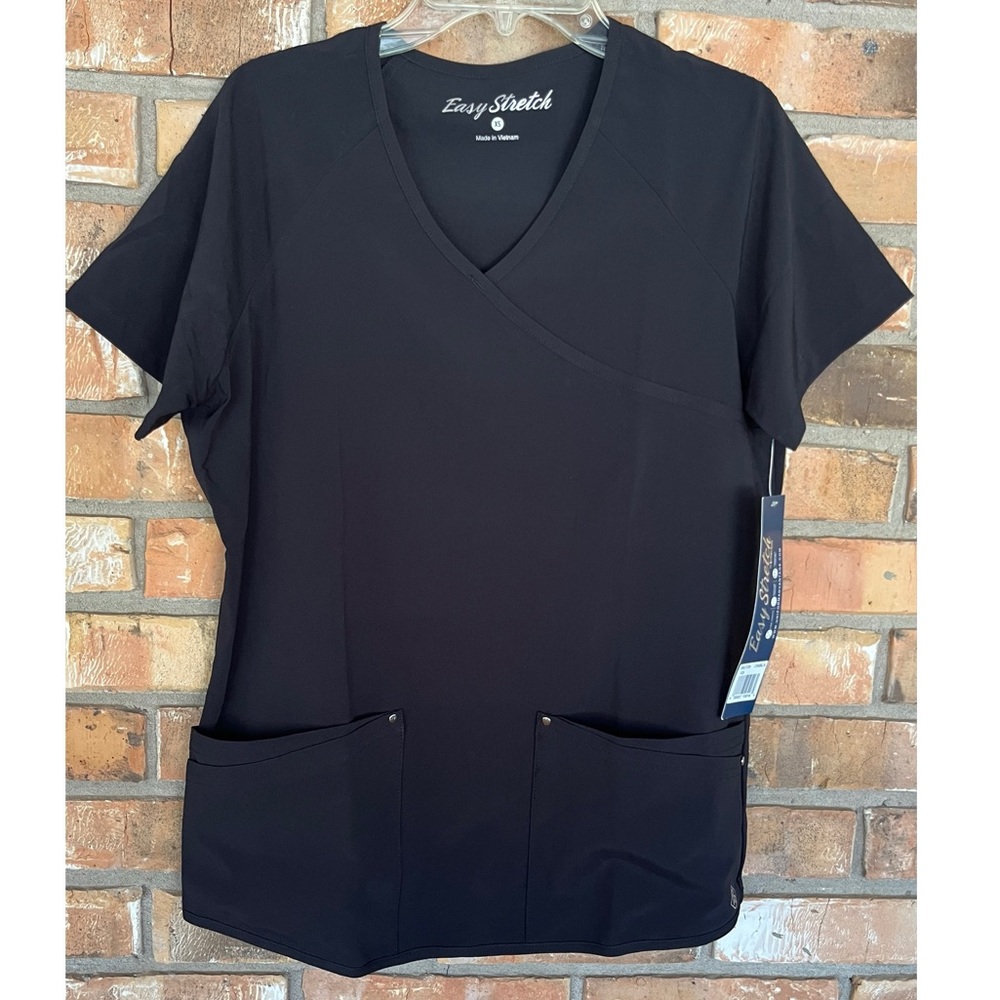 Easy Stretch Women’s Black Scrub Short Sleeve Top Size XS